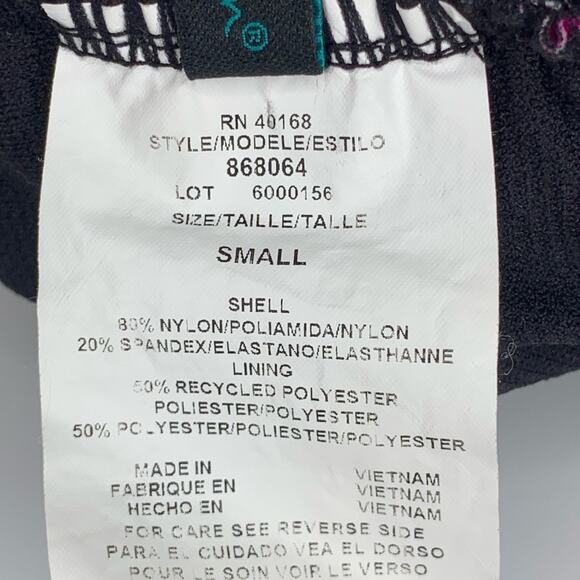 Aqua Green One Piece Swimsuit Padded Floral Pink Print Black bottom Small Halter - Picture 12 of 13